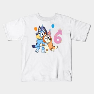 Bluey Happy 6 Years Birthday Kids T-Shirt